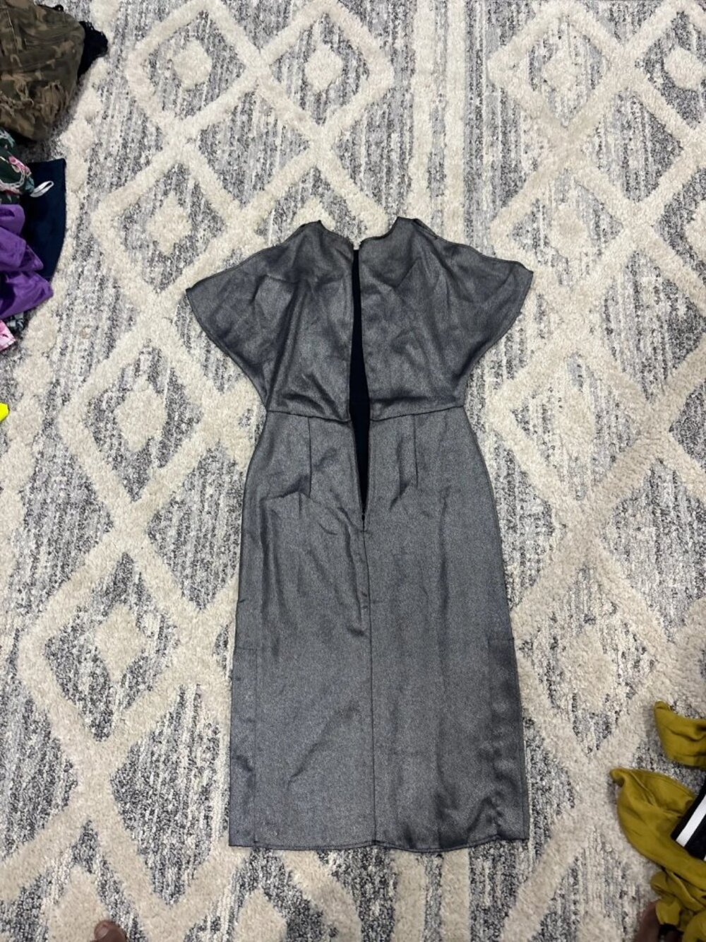 H&M Grey Evening Dress with Statement Shoulders